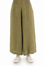 Žalios lininės sijonkelnės su elastingu juosmeniu