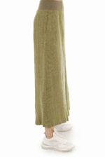 Žalios lininės sijonkelnės su elastingu juosmeniu ir įleistomis šoninėmis kišenėmis