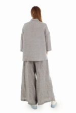 Lininės sijonkelnės pilkos dekoruotos storo siūlo peltakiu