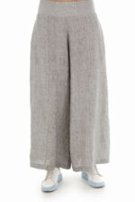 Lininės sijonkelnės pilkos su plačiu elestingu juosmeniu