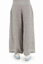 Lininės sijonkelnės pilkos su plačiu elestingu juosmeniu iš nugaros