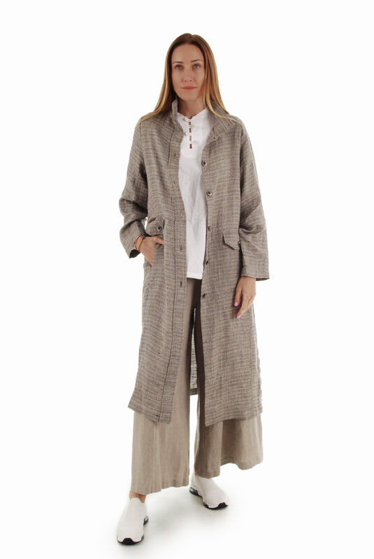 Stilingas tiesaus silueto lininis paltas