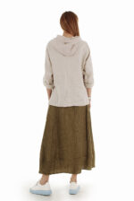 Ilgas lininis sijonas sujuosiamas rudas iš nugaros