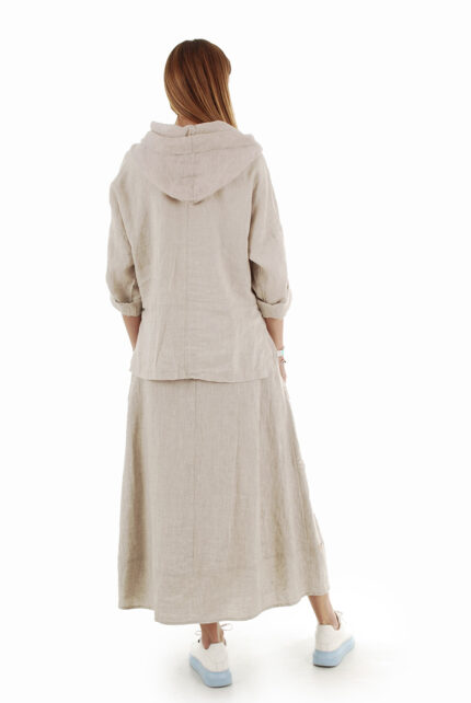 šviesus sujuosiamas ilgas lininis sijonas, kurio apimtį galima keisti iki 10 centimetrų iš nugaros