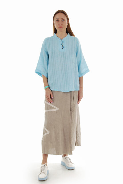 sujuosiamas ilgas lininis sijonas natūralios lino spalvos