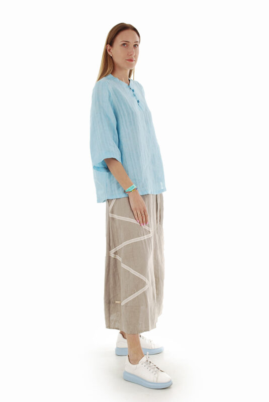 sujuosiamas ilgas lininis sijonas natūralios lino spalvos