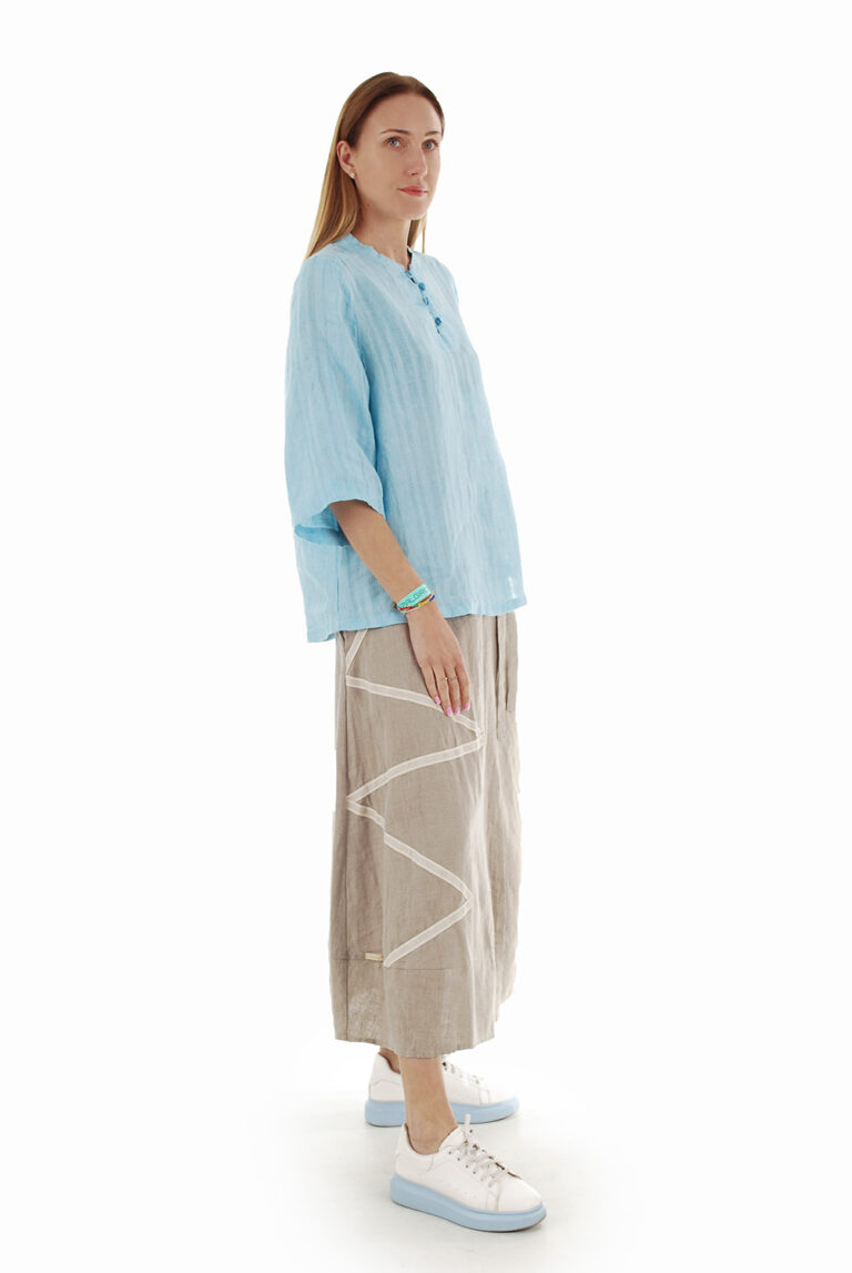 sujuosiamas ilgas lininis sijonas natūralios lino spalvos