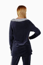 Moteriškas bliuzonas laisvalaikiui su dekoruota apykakle