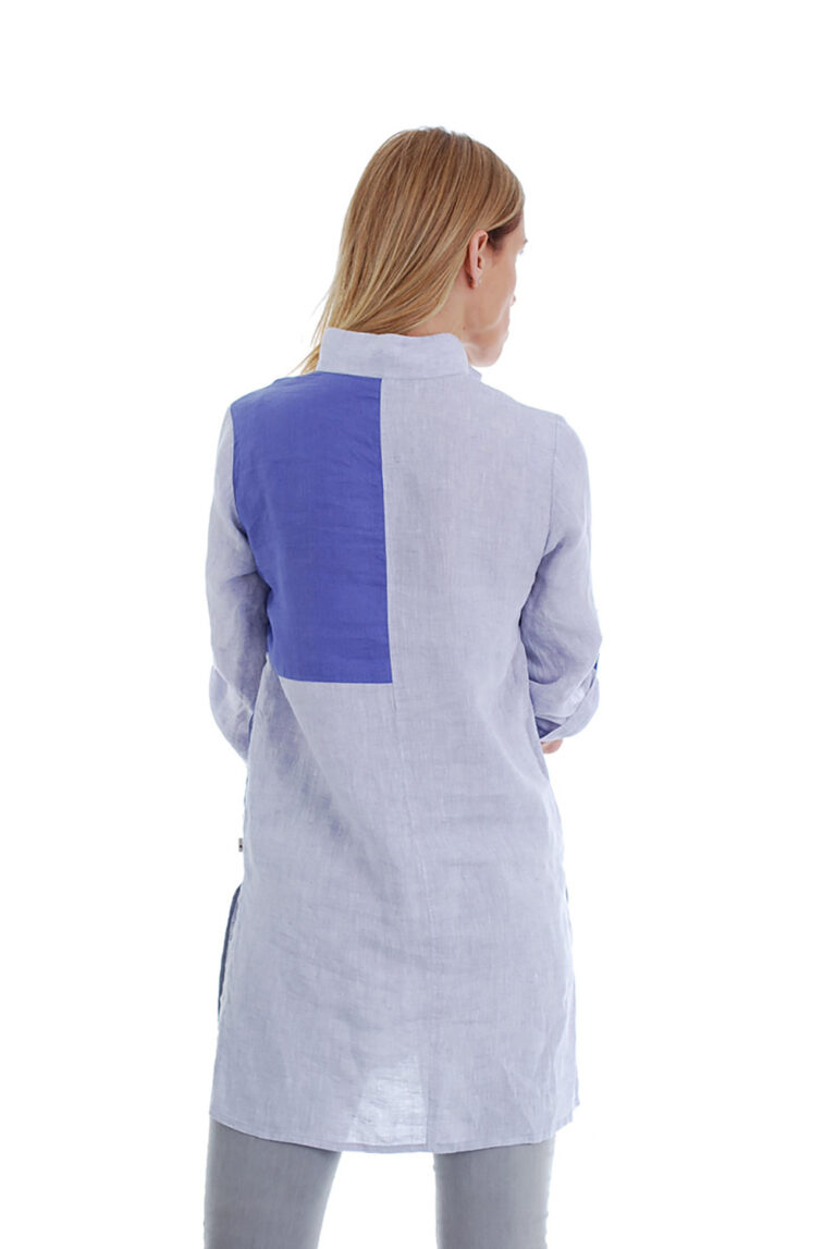 Ilga lininė palaidinė - tunika mėlyna