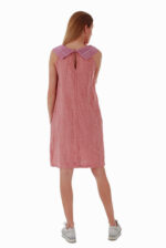 Puošni berankovė lininė suknelė iki kelių