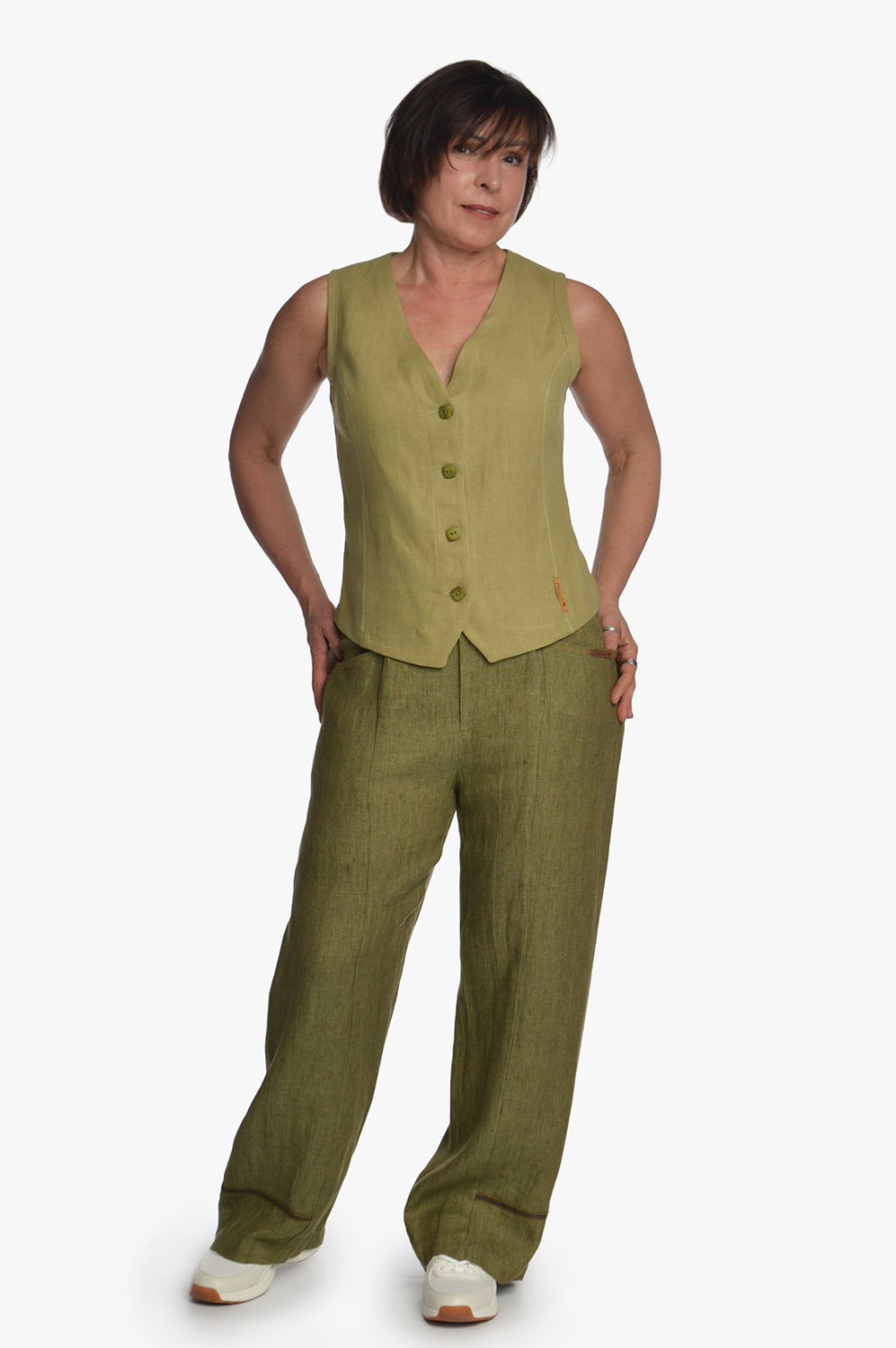 daivu-lininiai-drabuziai-linines-kelnes-Z89-5-1 Laisvos lininės kelnės Žalios