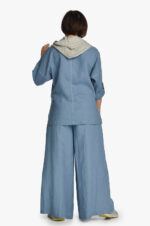 Mėlynos lininės sijonkelnės - nugara