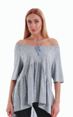 Trikotažinė palaidinė atvirais pečiais