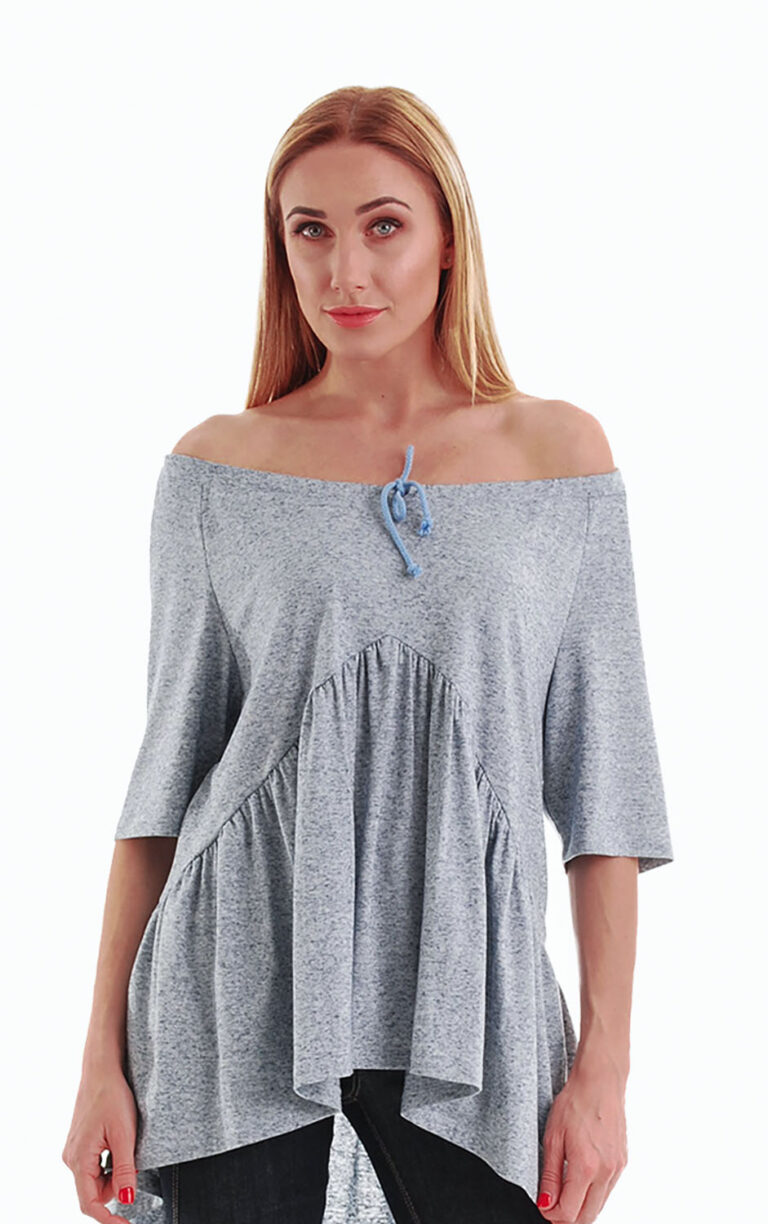 Trikotažinė palaidinė atvirais pečiais