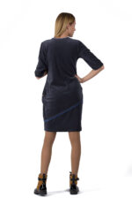 Stilinga trikotažinė suknelė laisvalaikiui, ilgomis rankovėmis, dviejų spalvų