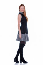 Trumpa stilinga suknelė , natūralių medžiagų - vilnos ir lino - derinys