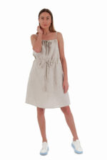 Šviesi, A formos silueto, lininė suknelė su petnešėlėmis