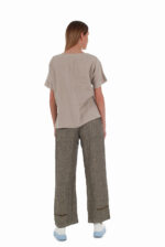 Laisvos lininės kelnės moterims su 4 kišenėmis iš nugaros