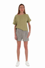 Moteriški trumpi platūs lininiai šortai