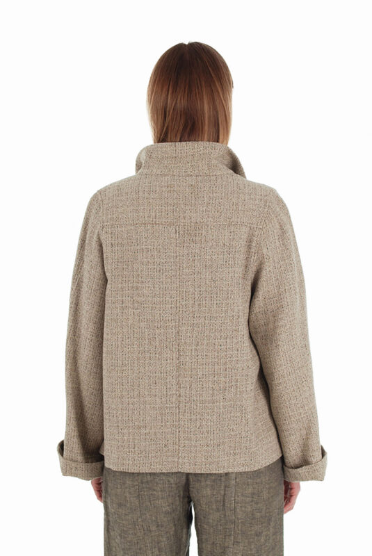 Vilnonis švarkas su linu, užsegamas užtrauktuku, nugara