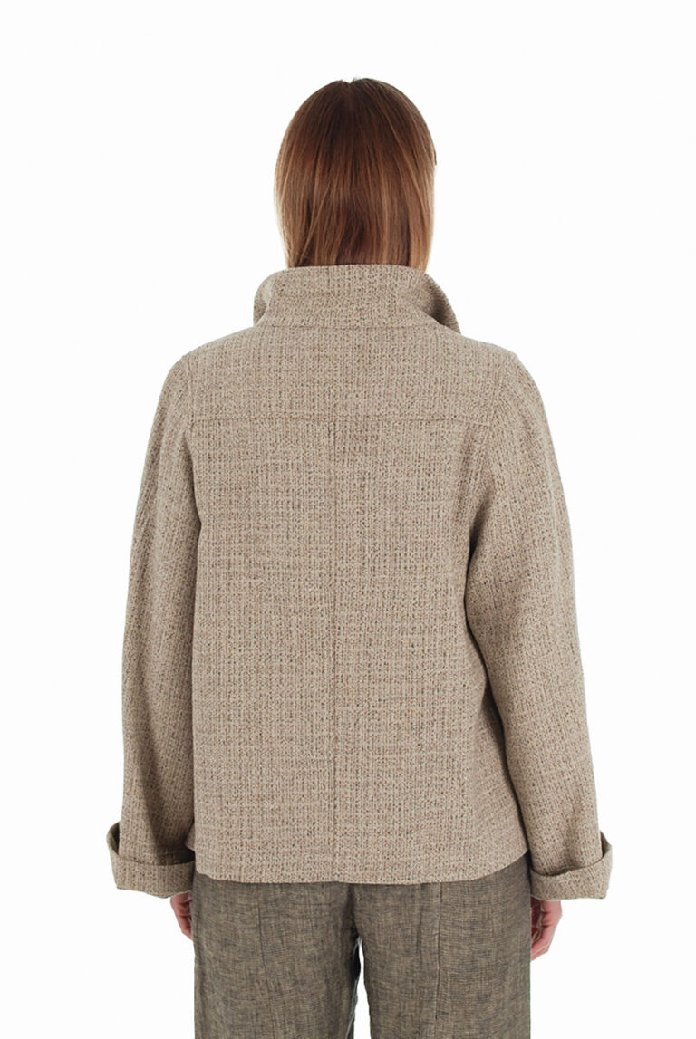 Vilnonis švarkas su linu, užsegamas užtrauktuku, nugara