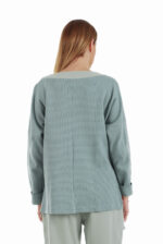 Žydras medvilninis laisvalaikio bliuzonas moterims