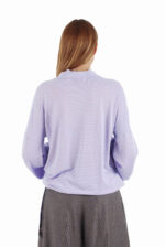 Stilinga palaidinė ilgomis plačiomis rankovėmis alyvinės spalvos - iš nugaros