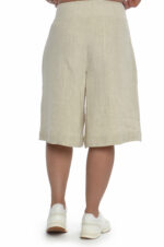 Lininiai ilgi šortai platūs, platėjantys šortai