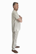 Vyriški lininiai marškiniai su sagutėmis melanžo spalvos