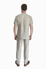 Vyriški lininiai marškiniai su kišenėmis lino spalvos su kišenėmis