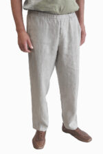 Vyriškos lininės kelnės šviesios laisvos