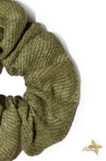 lininė plaukų gumytė tamsiai žalios spalvos chaki