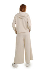 Medvilninis stilingas laisvalaikio bliuzonas moterims su kapišonu rusvas