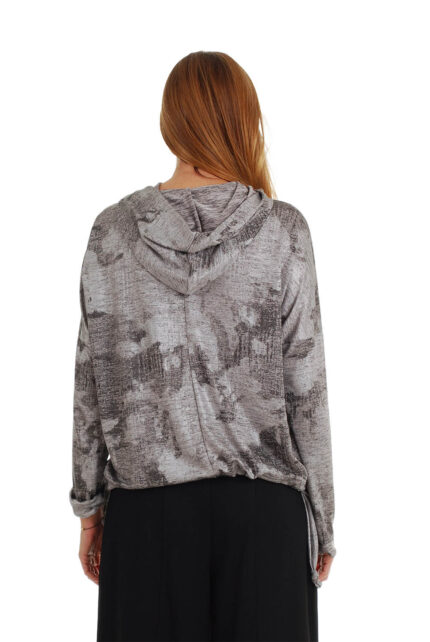 Laisvalaikio bliuzonas su kapišonu, pilkas rusvas