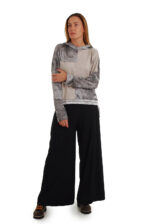 Laisvalaikio bliuzonas su kapišonu, pilkai rusvas