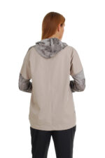 Laisvalaikio bliuzonas moterims su gobtuvu, pilkai rusvas