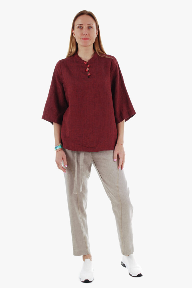 Modernios lininės kelnės siaurėjančios