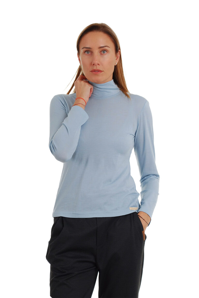 Palaidinė aukštu kaklu - golfas žydras