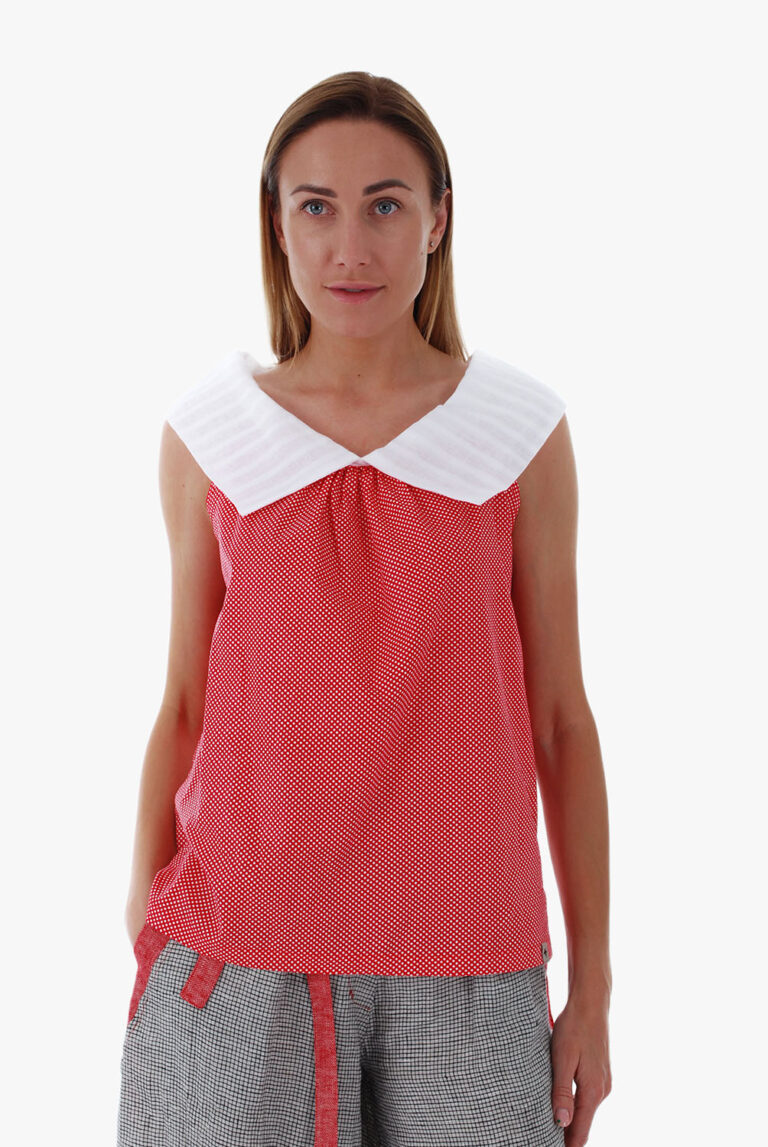 Lininė palaidinė be rankovių su apykakle