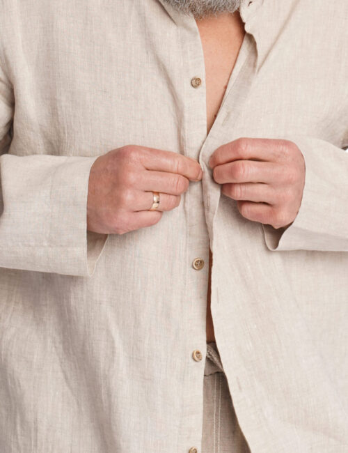 Vyriški Lininiai marškiniai ilgomis rankovėmis šviesūs Daivu